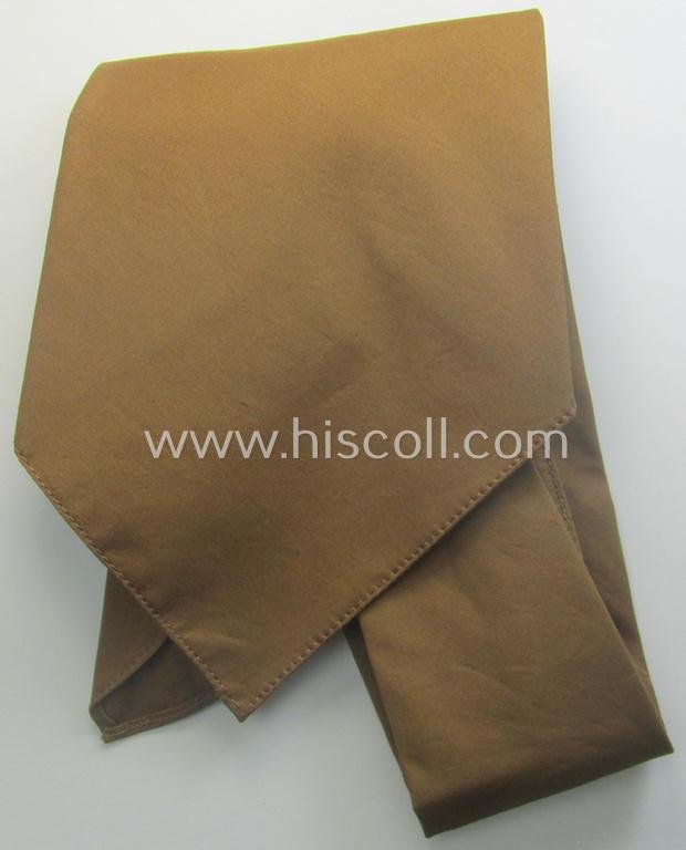 'Generic'-styled, N.S.D.A.P. (SA etc.) 'standard'-pattern, mustard-brown-coloured and/or linnen-based tie ('Krawatte') being a 'virtually mint- ie. unissued' example that still retains is period (linnen-based) 'RzM'-etiket — image 2