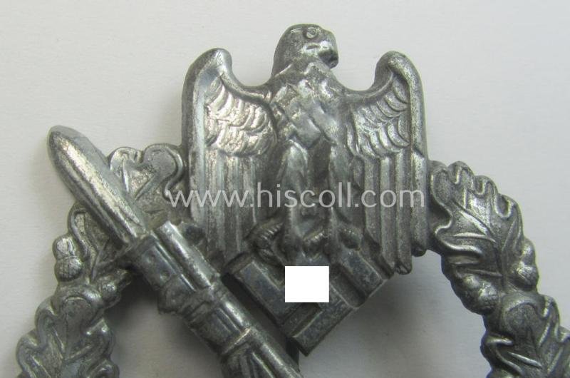 'Infanterie Sturmabzeichen in Silber' (or: silver-class infantry-assault-badge ie. IAB) being a non-maker-marked, so-called: 'solid-back-example as was (I deem) produced by the: 'R.A. Karneth u. Söhne'-company — image 2
