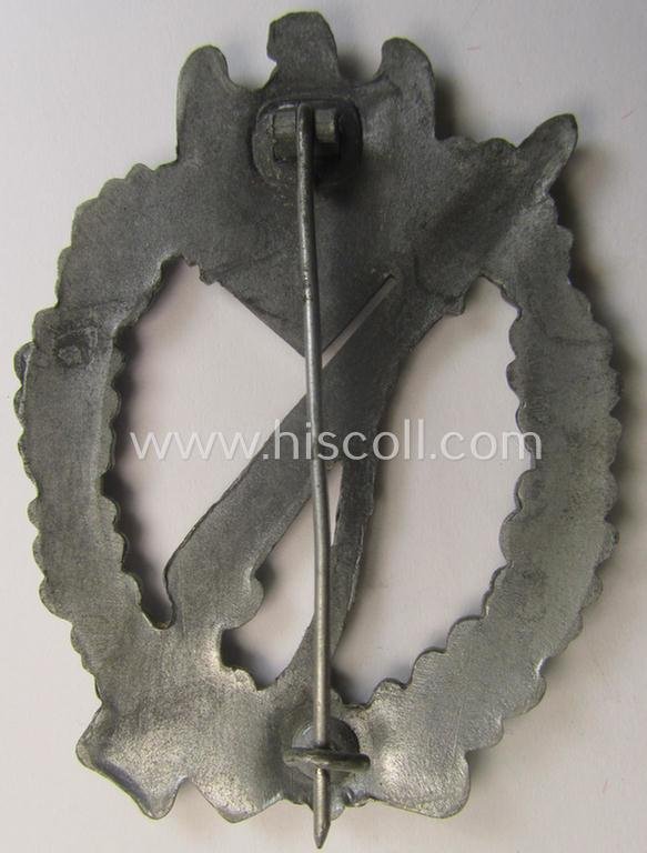 'Infanterie Sturmabzeichen in Silber' (or: silver-class infantry-assault-badge ie. IAB) being a non-maker-marked, so-called: 'solid-back-example as was (I deem) produced by the: 'R.A. Karneth u. Söhne'-company — image 3