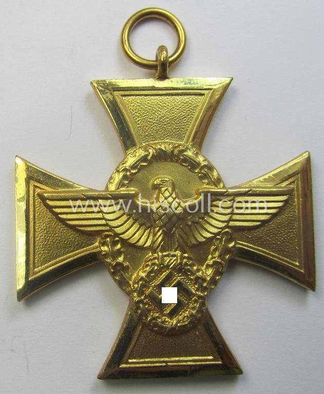 Golden-class 'Pol.-Dienstauszeichnung 1. Stufe' (or: police loyal-service medal first-class) that comes with its accompanying (full-length!) ribbon (ie. 'Bandabschnitt') — image 2