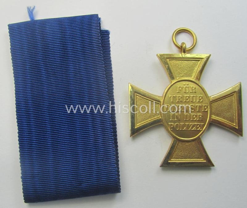 Golden-class 'Pol.-Dienstauszeichnung 1. Stufe' (or: police loyal-service medal first-class) that comes with its accompanying (full-length!) ribbon (ie. 'Bandabschnitt') — image 4