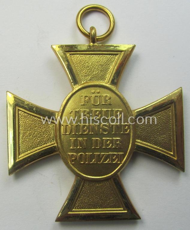 Golden-class 'Pol.-Dienstauszeichnung 1. Stufe' (or: police loyal-service medal first-class) that comes with its accompanying (full-length!) ribbon (ie. 'Bandabschnitt') — image 5