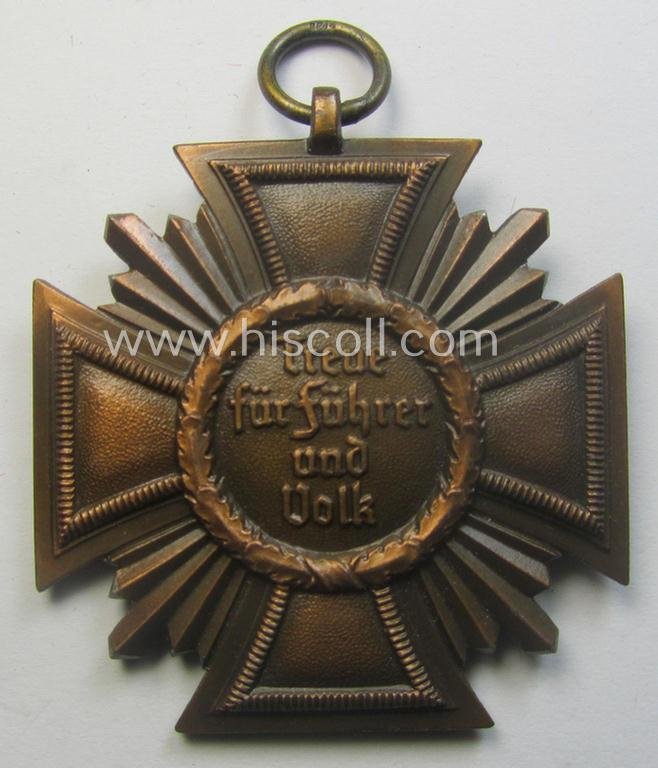 'N.S.D.A.P. Dienstauszeichnung in Bronze' (ie. '3. Stufe für 10 Jahre t. Dienste') being a clearly maker- (ie. '14'-) marked- (and typical 'light-weight'!) example as was produced by the maker (ie. 'Hersteller') named: 'L.Chr. Lauer' — image 4