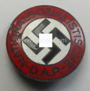 'N.S.D.A.P.'-membership-pin- ie. party-badge (or: 'Parteiabzeichen') showing the makers'-designation: 'RzM' and/or: …