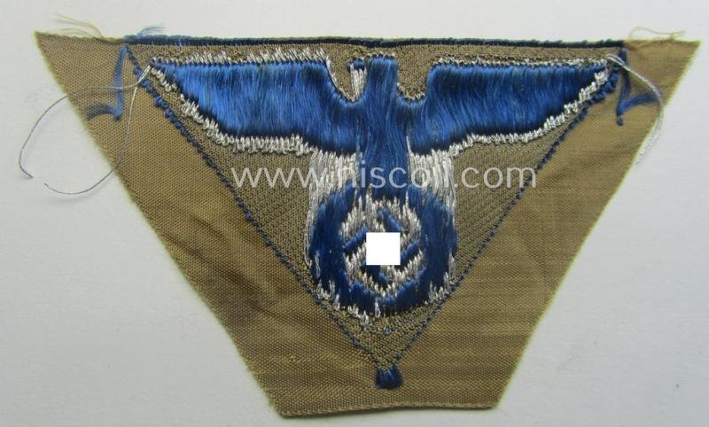 SA-related cap-eagle as was intended for the: 'Lagermütze' (ie. side-cap) being an example as woven on a typical bright-blue-coloured background and as such intended for members within the: 'SA-Gruppe Warthe o. Oberrhein' — image 3