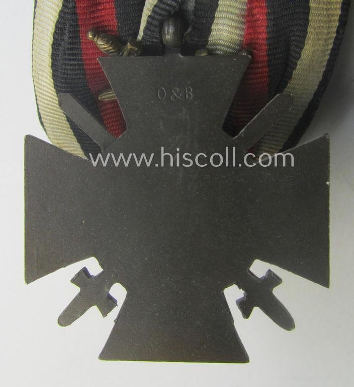Golden-bronze-toned, so-called: 'Einzelspange' showing a: 'Frontkämpferkreuz 1914-18 mit Schwertern' (ie.: 'Kriegsteilnehmerkreuz 1914-18 mit Schw.') being a detailed- and/or zinc- ie. 'Feinzink'-based, specimen — image 5