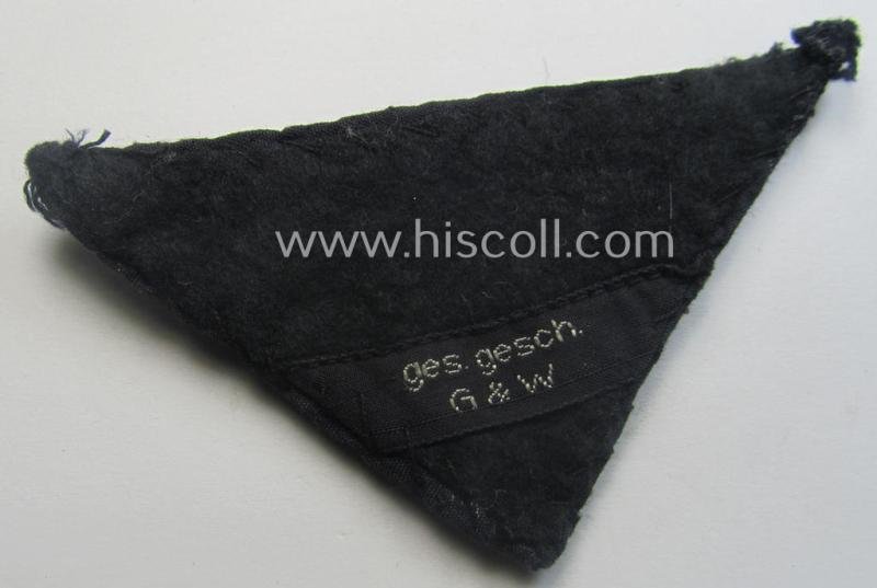 TeNo (ie. 'Technische Nothilfe') officers'-pattern arm-eagle (ie. 'Ärmeladler für Offiziere der TENO') being a (maker-marked!) example as executed in 'BeVo'-weave, 'flat-wire'-pattern onto a ('padded') darker-blue-coloured background — image 3