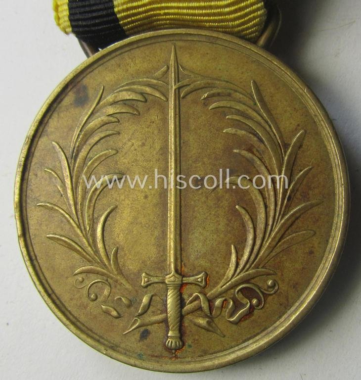 Grossherzogtum Baden, 'Gedächtnis-Medaille für 1849' that comes mounted onto its period ribbon (ie. 'Bandabschnitt') as issued and found — image 2