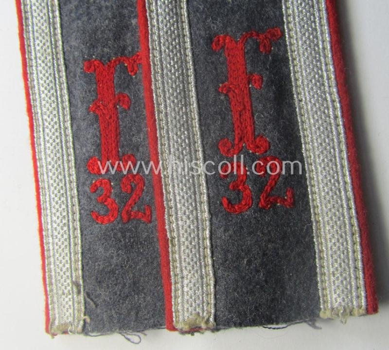 Pair of neatly 'cyphered', WH (Luftwaffe) NCO-type shoulderstraps: 'Unterwachtmeister des Festungs-Flakartillerie-Abtlgs o. Rgts. 32' — image 2