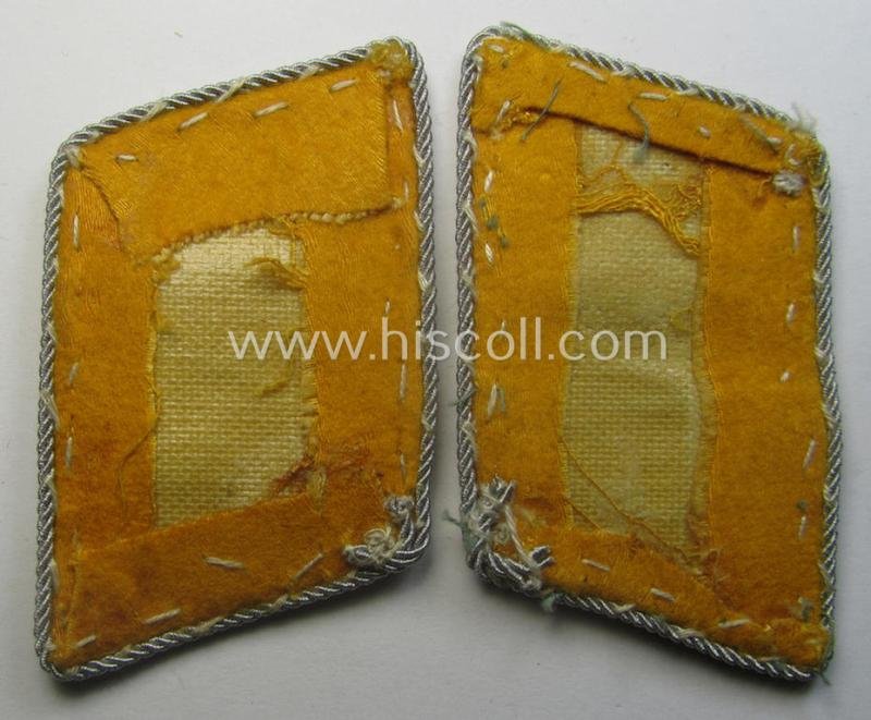 Pair of WH (LW) officers'-type collar-patches (ie. 'Kragenspiegel') as executed in golden-yellow-coloured wool as was intended for usage by an: 'Oberleutnant der Flieger-o. Fallschirmjäger-Trpn.' — image 2