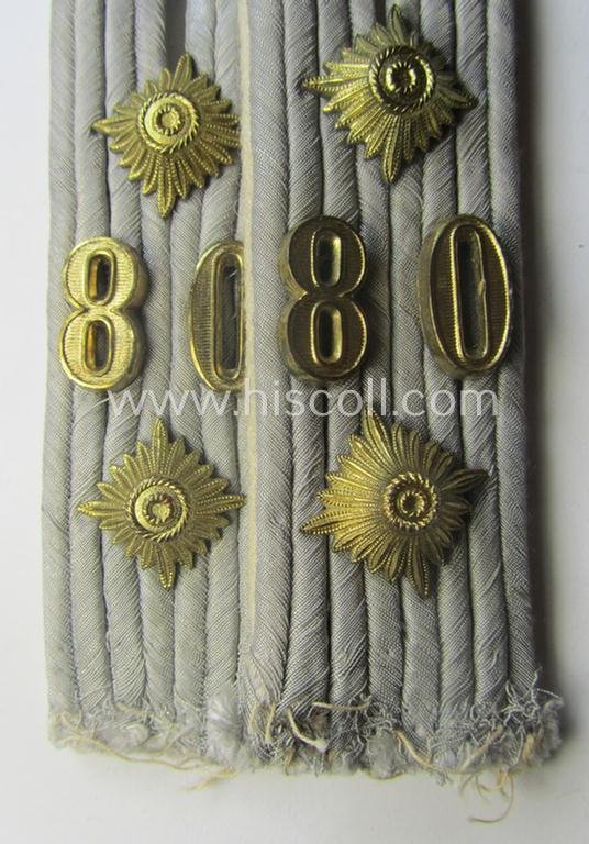 Pair of 'cyphered', WH (Heeres) officers'-type shoulderboards as was intended for - and clearly worn by! - a: 'Hauptmann des Infanterie-Rgts. 80' — image 2