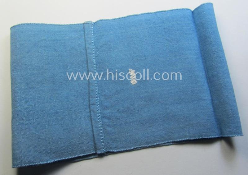 Light-blue-coloured and neatly 'BeVo'-woven, so-called: RLB (or: 'Reichsluftschutzbund') 'Amtsträger'-armband depicting the typical 'RLB'-logo (without lettering) and showing an interwoven makers'-designation (ie. '34'-numeral) — image 6