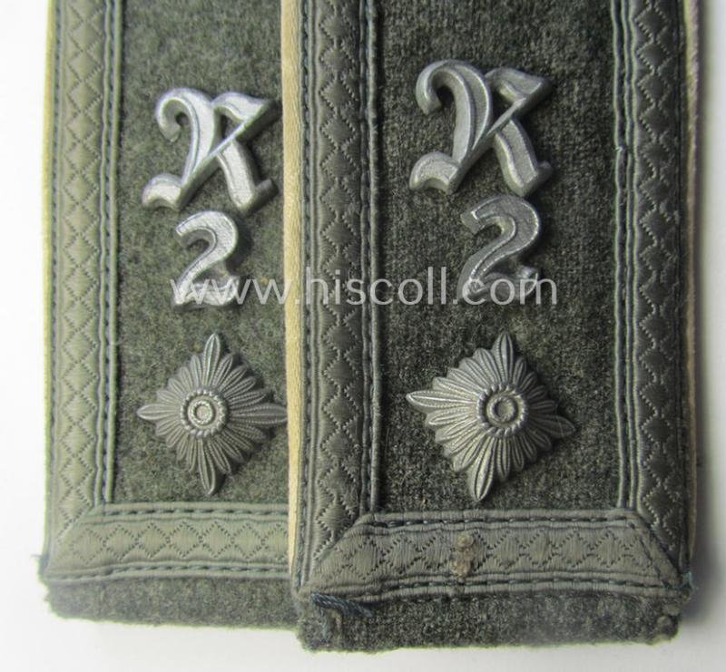 Pair of early- (ie. mid-) war-period WH (Heeres) 'M40'- (ie. 'M43'-) pattern, neatly 'cyphered' NCO-type shoulderstraps as was intended for a: 'Feldwebel u. Mitglied des Radfahrer-Schwadrons 2' — image 2