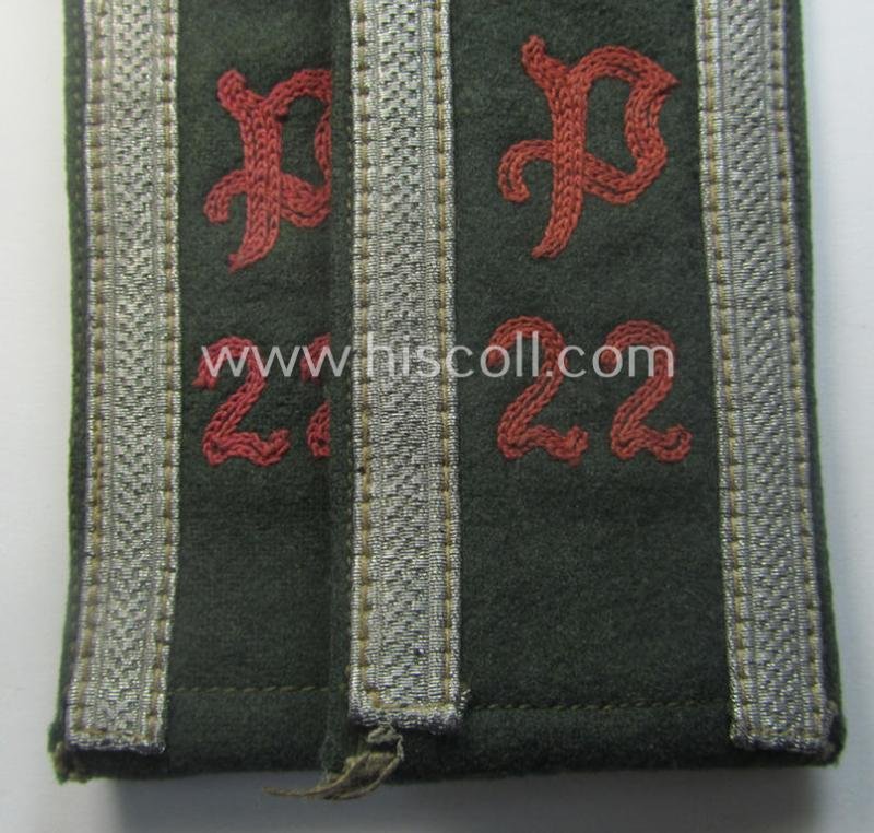 Pair of WH (Heeres), neatly 'cyphered' ('M36'- ie. 'M40'-pattern and pointed-style) NCO-type shoulderstraps: 'Uffz. des Panzerjäger-Abtlgs. 22' — image 2