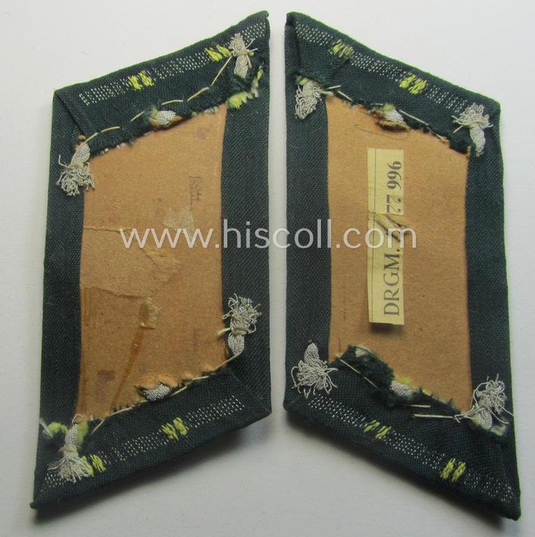 Pair of WH (Heeres) (later-war-pattern) officers'-type collar-tabs (ie. 'Kragenspiegel für Offz.') as executed in 'BeVo'-weave pattern as was intended for an officer serving within the: 'Nachrichten-Trpn.' — image 3