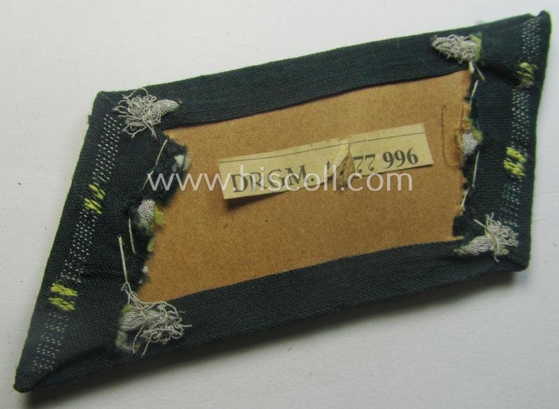 Pair of WH (Heeres) (later-war-pattern) officers'-type collar-tabs (ie. 'Kragenspiegel für Offz.') as executed in 'BeVo'-weave pattern as was intended for an officer serving within the: 'Nachrichten-Trpn.' — image 4