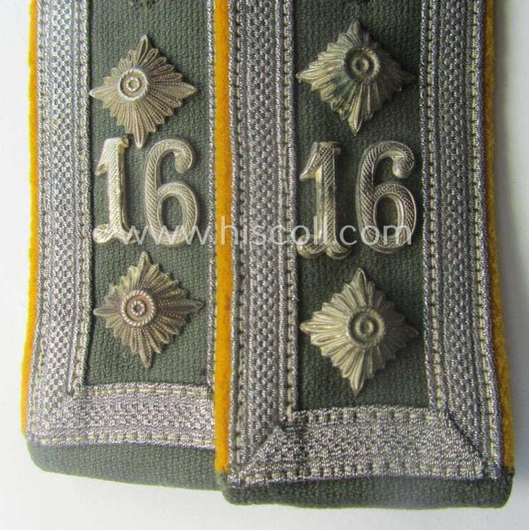 Pair of early-period- (ie. 'Reichswehr'), WH (Heeres) 'cyphered' NCO-type shoulderstraps, as executed in neat 'rib-cord'-like linnen as was specifically intended for an: 'Oberfeldwebel des Kavallerie o. Reiter-Rgts. 16' — image 2
