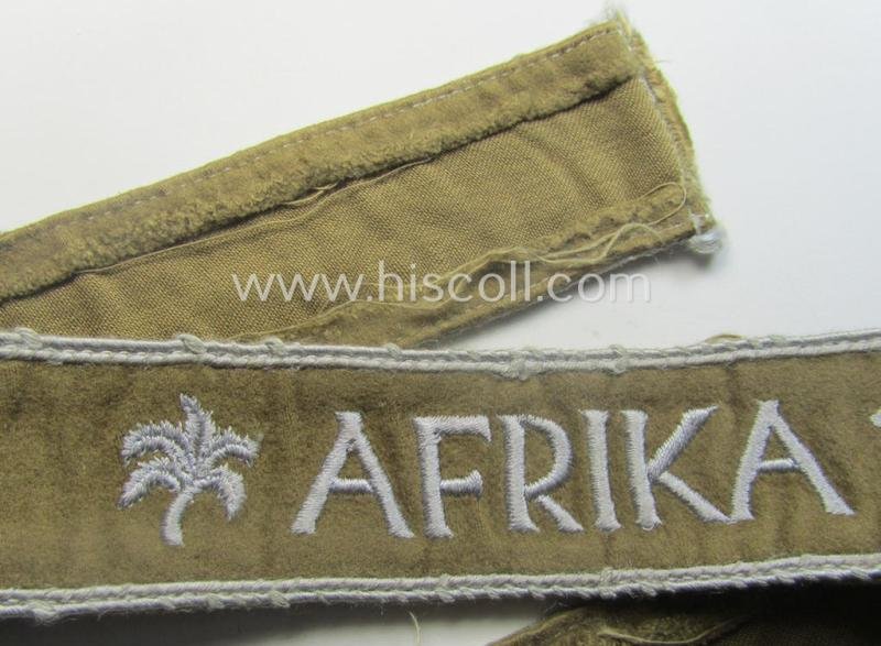 WH cuff-title (ie. 'Ärmelstreifen') entitled: 'Afrika' (being a totally non-shortened example that comes in an overall very nice- (ie. issued and clearly worn ie. once tunic-attached-), condition — image 2