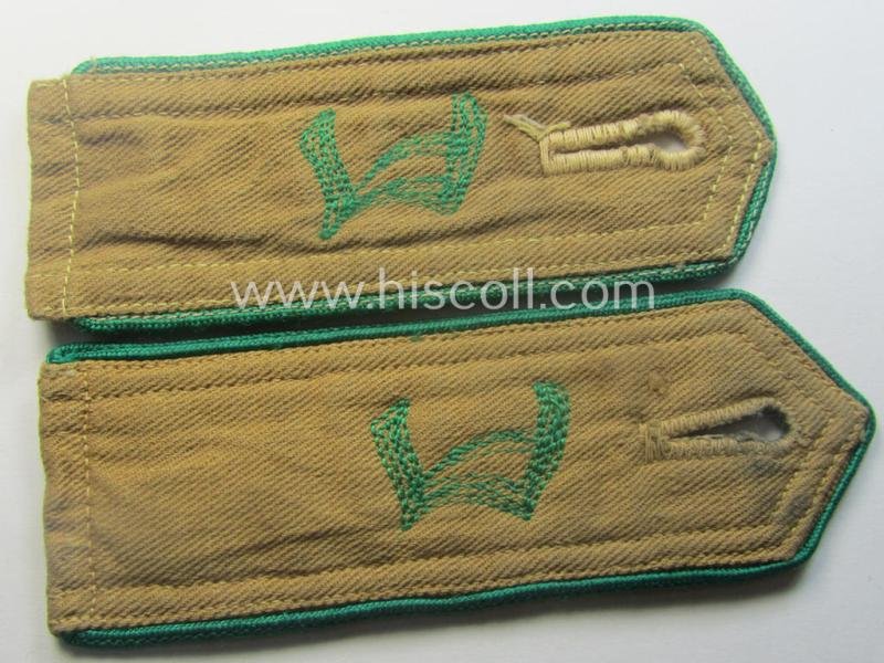 Mis-matched pair of (typical) early-period and neatly 'cyphered', so-called: 'Hitlerjugend' (HJ) 'Landjahr'-shoulderstraps as was intended for and used by a member with the rank of: 'Hitlerjunge' — image 3