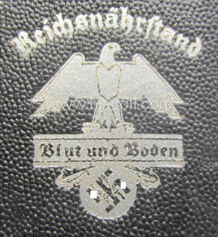Greyish-silver-toned, 'Reichsnährstand'- (ie. 'RNSt.'-) related, commemorative-award-plaque entitled: 'Reichsnährstands-Austellung - Blut und Boden - Leipzig 1939 - erhitzte Milch' and that comes stored in its period etui — image 8