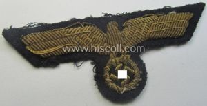 Clearly tunic-removed, WH (Kriegsmarine) officers'-type, hand-embroidered breast-eagle