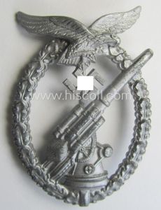 Somewhat later-war-period, 'Feinzink'-based example of a WH (Luftwaffe) 'Flakkampfabzeichen' (as …