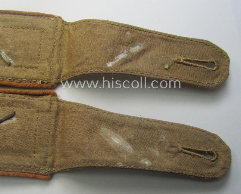 Pair of - truly used- and/or worn! - WH (Luftwaffe) 'tropical-styled' NCO-type shoulderstraps (as was specifically for usage on the tropical-shirts ie. tunics) as was intended for usage by a: 'Feldwebel der Nachrichten-Trpn.' — image 5
