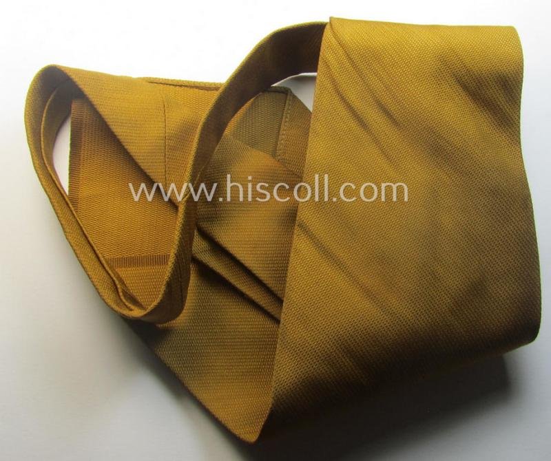 Unusually found, 'generic'-styled, N.S.D.A.P.- (ie. 'politischen Leiter'-related!) linnen-based tie ('Krawatte o. Binder') being a 'virtually mint- ie. unissued' example that still retains is period (linnen-based) 'RzM'-etiket — image 3