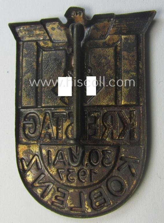 Commemorative, so-called: N.S.D.A.P.-related 'tinnie' (ie. 'Tagungs- o. Veranstaltungsabzeichen'-) being a non-maker-marked example showing the text: 'Kreistag - Koblenz - 30. Mai 1937' — image 2