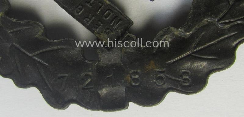 Darker-toned, 'SA-Sportabzeichen in Bronze' being a maker- (ie. 'Berg u. Nolte'-) marked example that shows the (unique) impressed bearers'-number: '721853' — image 4
