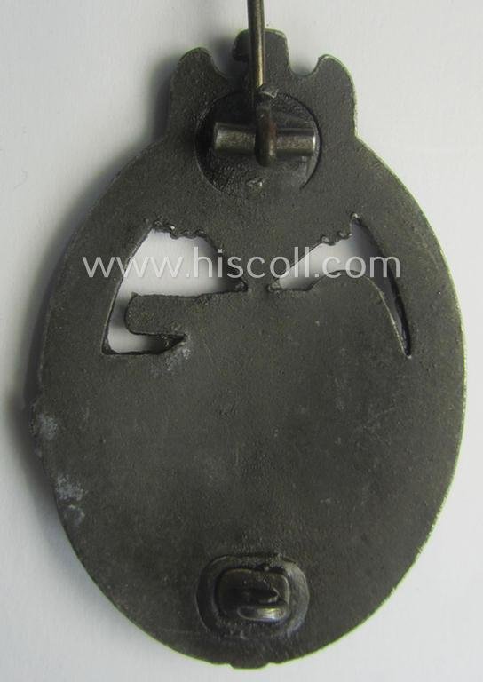 'Panzerkampfabzeichen in Bronze' (or: bronze-class panzer assault badge or PAB) being a zinc- (ie. 'Feinzink'-) version (of the so-called: 'early-period, hollow-zinc, Type A'-variant) as was procuced by the: 'Wilhelm Deumer'-company — image 5