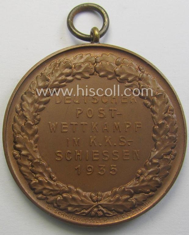 DP- (ie. 'Deutscher Post'-) related commemorative shooting-contest medal entitled: 'Deutscher Post Wettkampf im K.K.S.-Schiessen 1935' — image 2