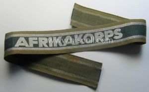 'BeVo'-like cuff-title (ie. 'Ärmelstreifen') entitled: 'Afrikakorps' being a presumably issued …