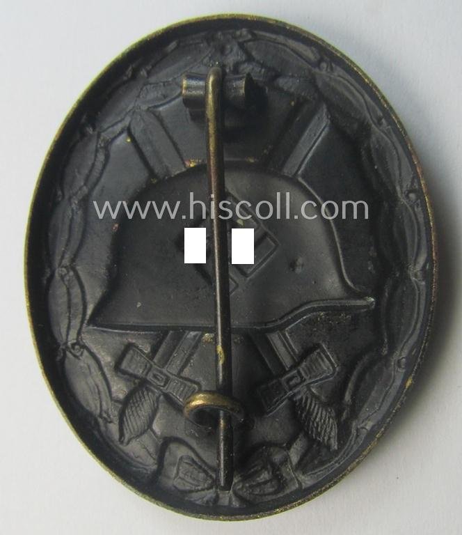 Moderately used- and/or worn, black-class wound-badge (or: 'Verwundeten-Abzeichen in Schwarz') being a typical non-magnetic and/or non-maker-marked example — image 2