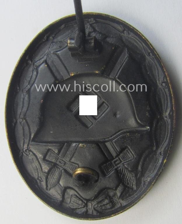 Moderately used- and/or worn, black-class wound-badge (or: 'Verwundeten-Abzeichen in Schwarz') being a typical non-magnetic and/or non-maker-marked example — image 3