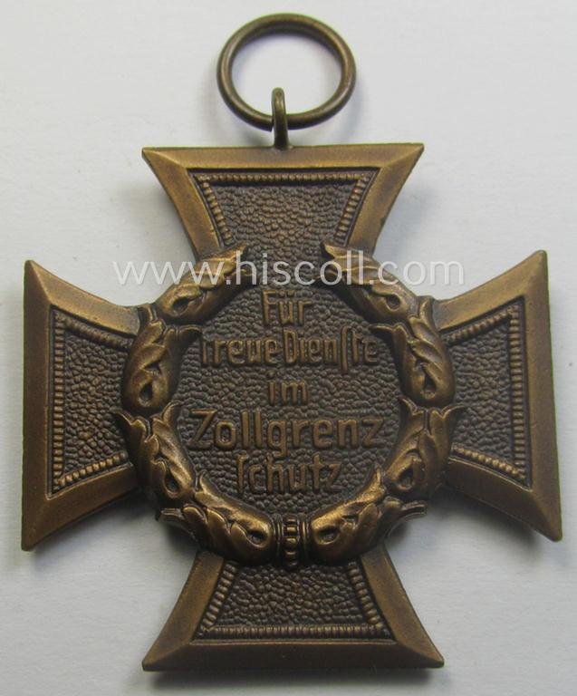 'Zollgrenzschütz-Ehrenzeichen' (or: customs loyal-service medal) that comes together with its full-length ribbon (ie. 'Bandabschnitt') and that comes stored in its (incomplete) etui — image 5