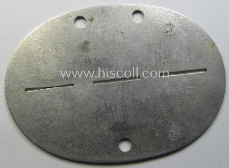 Aluminium-based, WH (Heeres-) ie. 'Feldgendarmerie'-related ID-disc (ie. 'Erkennungsmarke') bearing the clearly stamped unit-designation that simply reads: '3. Feldgend. 682' and that comes as issued and found — image 2
