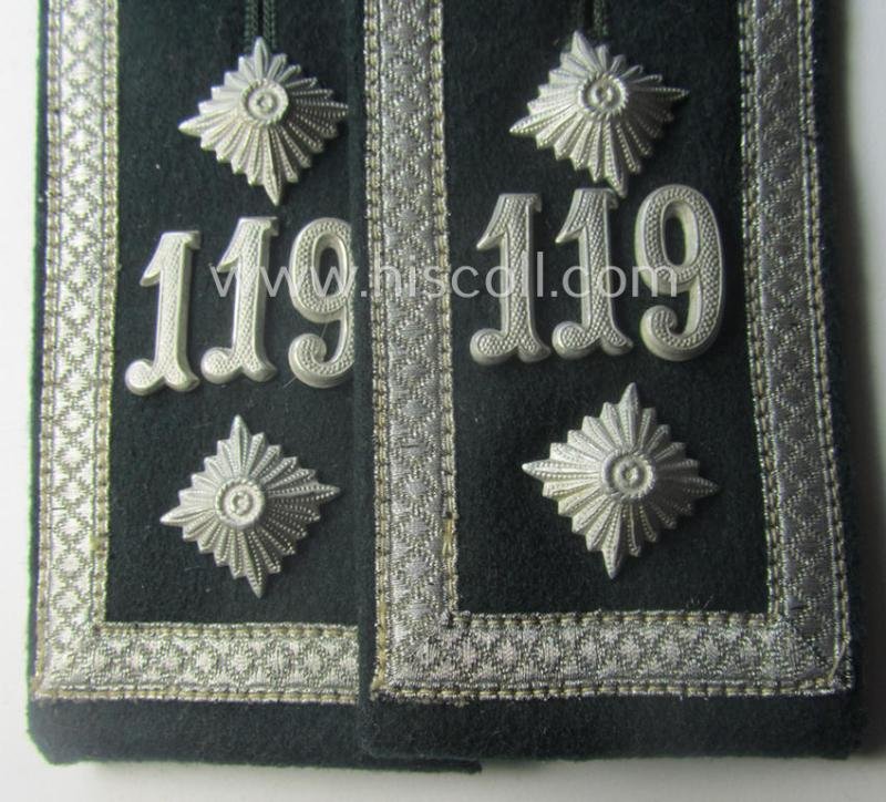 Pair of WH (Heeres) NCO-type (ie. 'M36- o. M40'-pattern- and/or 'pointed-styled'), neatly 'cyphered' shoulderstraps as was intended for usage by an: 'Oberfeldwebel des Infanterie-Rgts. 119' — image 2