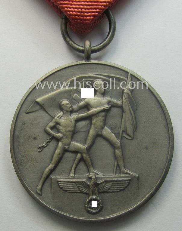 WH Austrian-occupation- (ie. 'Anschluss'-) medal: '13. März 1938' being a very attractive (and hardly tarnished) example that comes stored in its bright-red-coloured- and/or typical non-maker-marked etui as issued — image 4