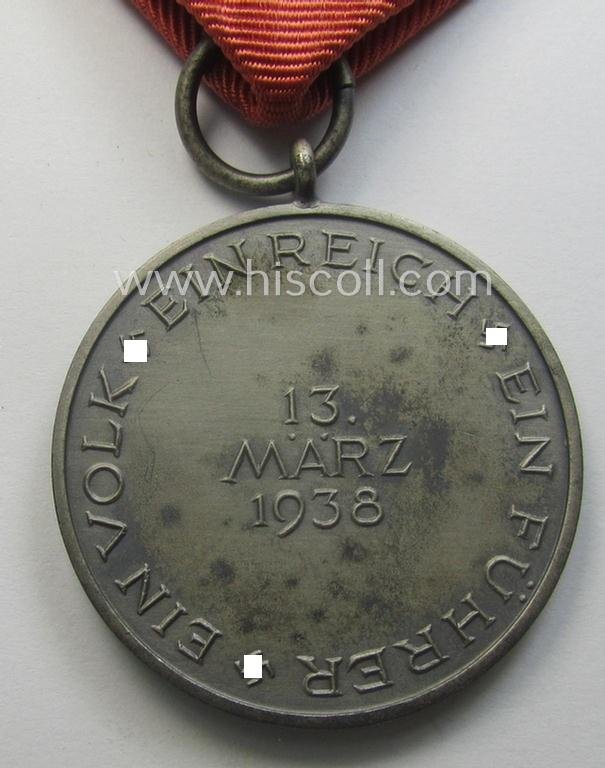 WH Austrian-occupation- (ie. 'Anschluss'-) medal: '13. März 1938' being a very attractive (and hardly tarnished) example that comes stored in its bright-red-coloured- and/or typical non-maker-marked etui as issued — image 5