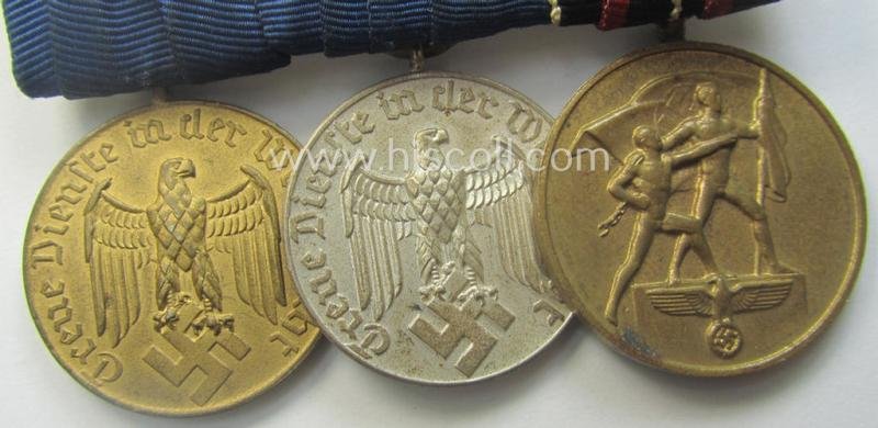 Three-pieced medal-bar (ie. 'Ordenspange') resp. showing two WH (Heeres or KM) so-called: 'DA für 4 u. 12 Jahre treue Dienste' and a: Czech 'Anschluss'-medal '1. Oktober 1938' — image 3