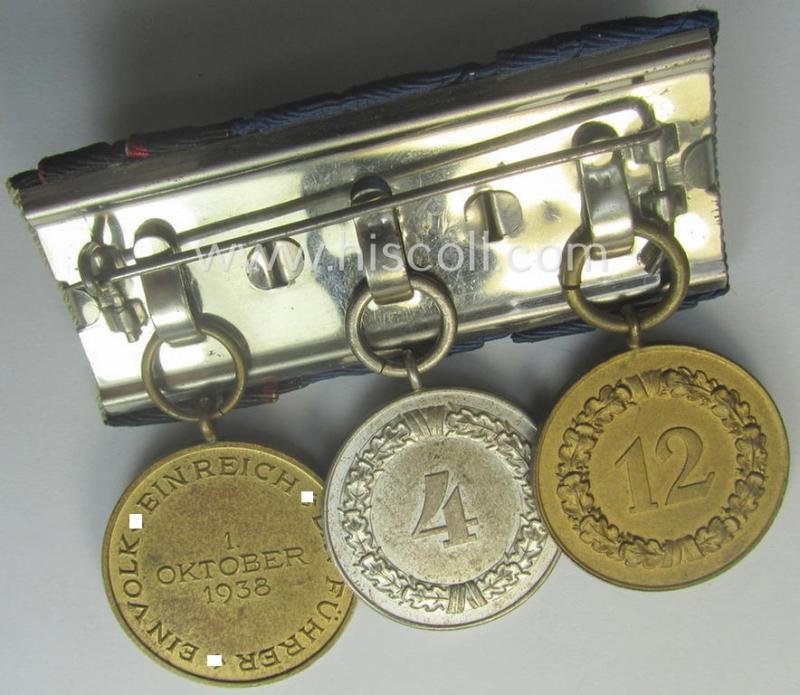 Three-pieced medal-bar (ie. 'Ordenspange') resp. showing two WH (Heeres or KM) so-called: 'DA für 4 u. 12 Jahre treue Dienste' and a: Czech 'Anschluss'-medal '1. Oktober 1938' — image 4