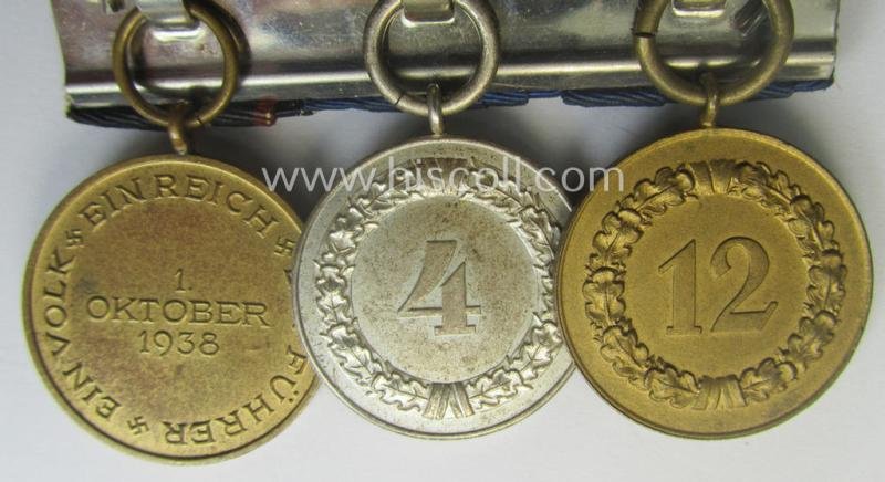 Three-pieced medal-bar (ie. 'Ordenspange') resp. showing two WH (Heeres or KM) so-called: 'DA für 4 u. 12 Jahre treue Dienste' and a: Czech 'Anschluss'-medal '1. Oktober 1938' — image 5