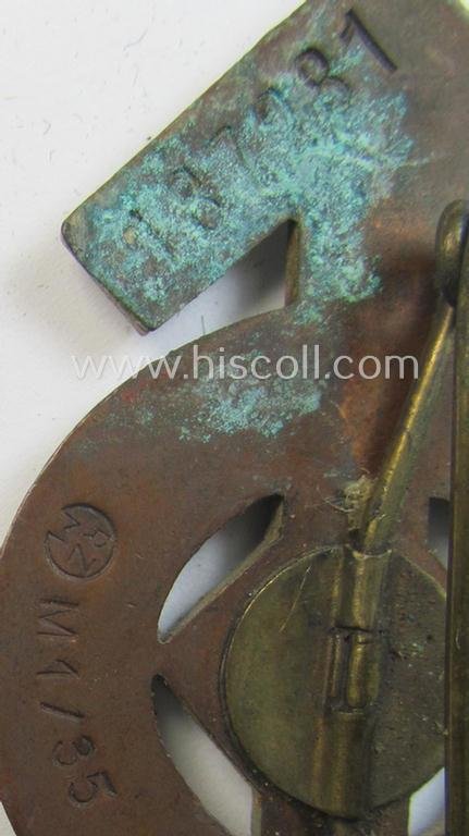 HJ- (ie. 'Hitlerjugend'-) sports-badge (or: 'HJ-Leistungsrune') of the silver-class being a clearly maker- (ie. 'RzM - M1/35'-) marked- and/or: 'Cupal'-based specimen that shows an engraved (unique) bearers'-numeral ('187281') — image 3