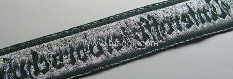 Superb example of an - actually scarcely encountered! - WH (Heeres) linnen-based cuff-title (ie. 'Ärmelstreifen') entitled: 'Unteroffiziervorschule' (as was executed in so-called: 'flat-wire'-style- ie. 'BeVo-weave'-pattern) — image 3