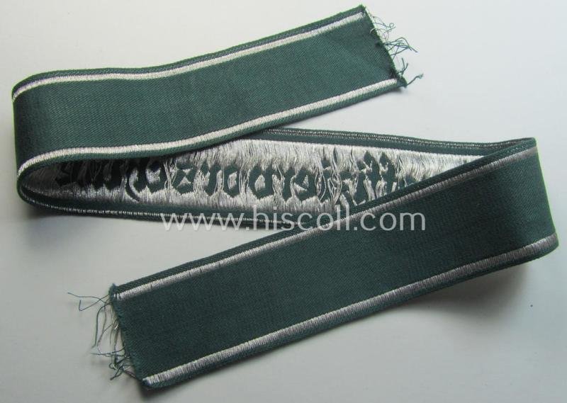 Superb example of an - actually scarcely encountered! - WH (Heeres) linnen-based cuff-title (ie. 'Ärmelstreifen') entitled: 'Unteroffiziervorschule' (as was executed in so-called: 'flat-wire'-style- ie. 'BeVo-weave'-pattern) — image 6