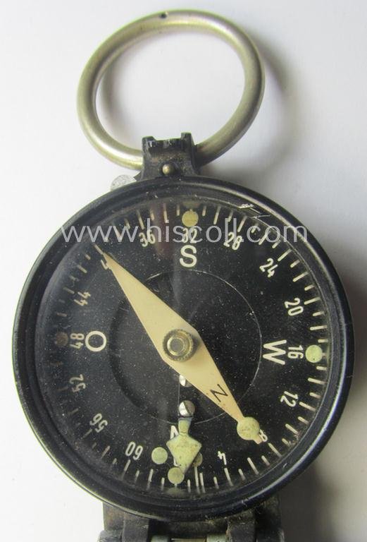 Pre-war-period, 'standard-issue'-pattern and/or (typical) black-coloured (and/or aluminium-based) WH compass (ie. 'Marschkompass') which is nicely maker- (ie. 'Busch - D.R.G.M.'-) marked and/or individually numbered: '106302' — image 5