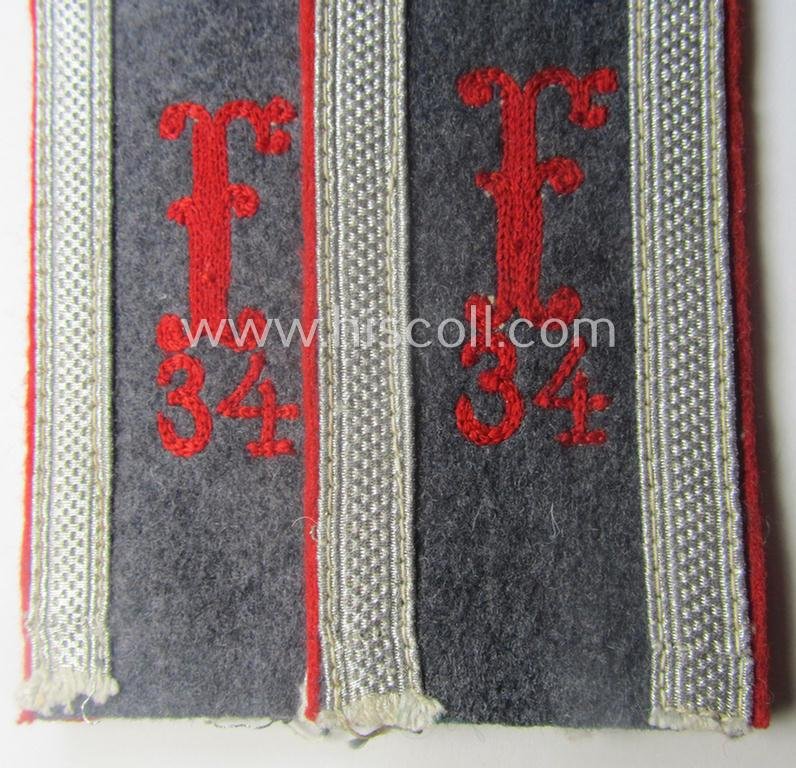 Pair of neatly 'cyphered', WH (Luftwaffe) NCO-type shoulderstraps: 'Unterwachtmeister des Festungs-Flakartillerie-Abtlgs o. Rgts. 34' — image 2