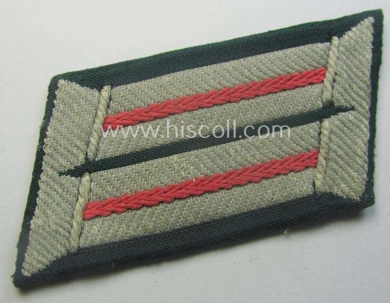 WH (Heeres) pair of (later-war-pattern) officers'-type collar-tabs (ie. 'Kragenspiegel für Offiziere') as executed in 'BeVo'-weave pattern as was intended for an officer serving within the: 'Panzer- o. Panzerjäger-Trpn.' — image 2