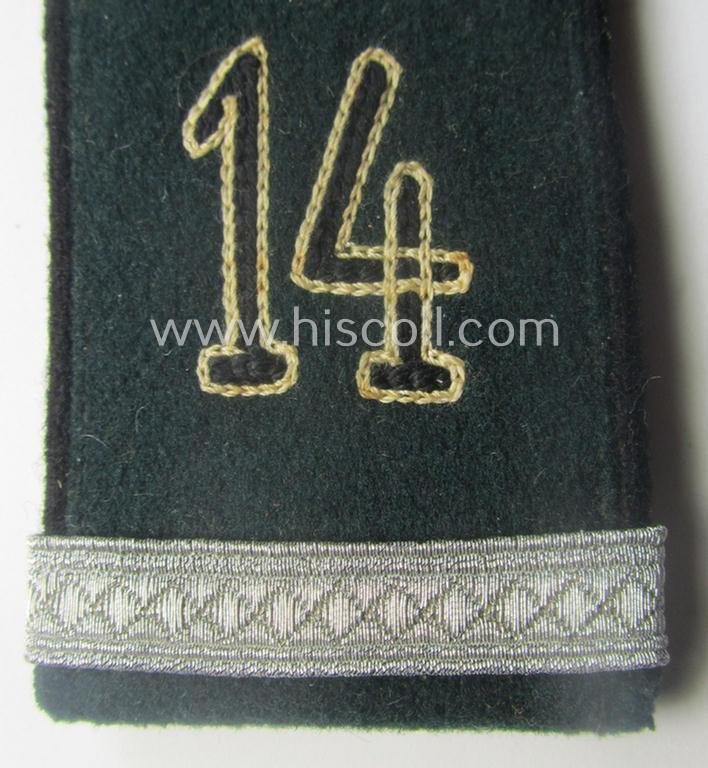 Single - but neverthless scarcely seen! - WH (Heeres) EM-type (ie. 'M40-pattern, rounded-style) 'cyphered' shoulderstrap as was specifically intended for usage by a: 'Soldat u. Uffz.-Anwärter des Pionier-Bataillons 14' — image 2